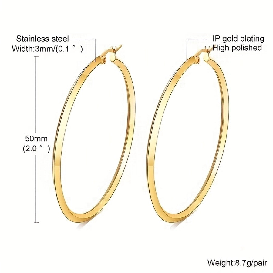 1 Pair Simple Style Round 304 Stainless Steel 18K Gold Plated Earrings