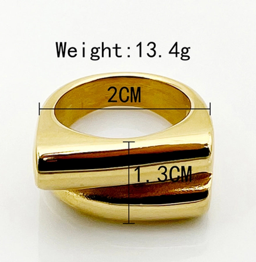 Jewelry Casual Basic Simple Style Asymmetrical Solid Color 304 Stainless Steel 14K Gold Plated Plating Rings