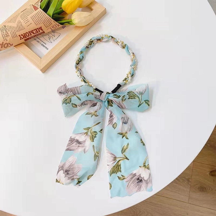 fairy style basic modern style ditsy floral bow knot synthetic yarn hair band
