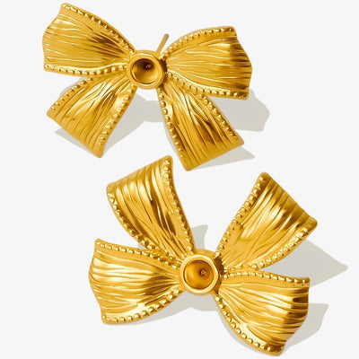 1 Pair Sweet Simple Style Bow Knot 304 Stainless Steel 18K Gold Plated Ear Studs