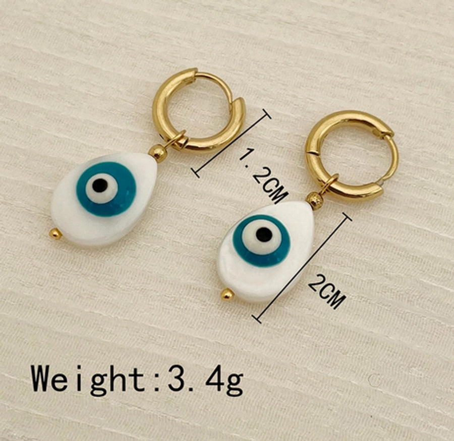 1 Pair Casual Funny Devil's Eye Plating 304 Stainless Steel 14K Gold Plated Drop Earrings