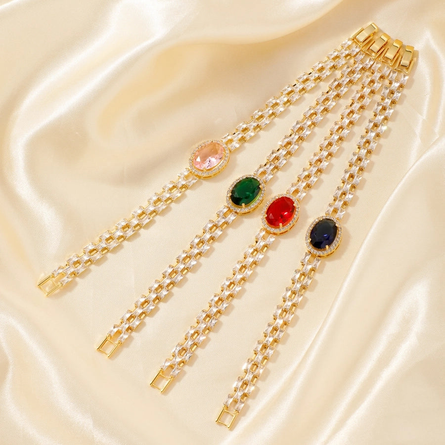 Copper K Gold Plated Inlay Water Droplets Zircon Bracelets