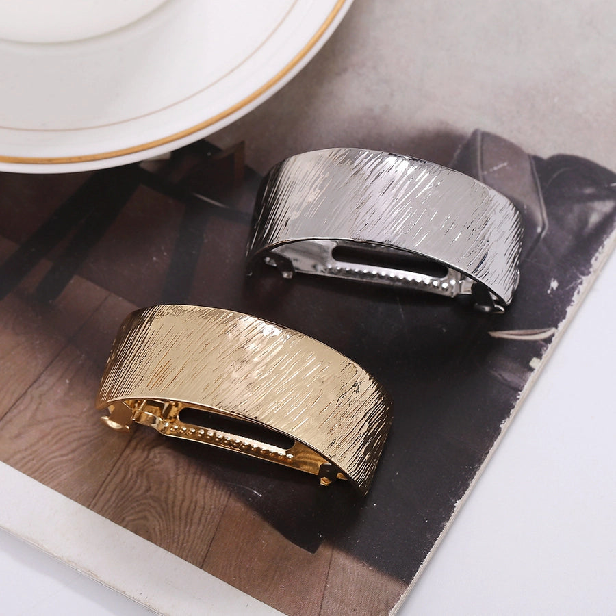 simple style solid color alloy plating hair clip