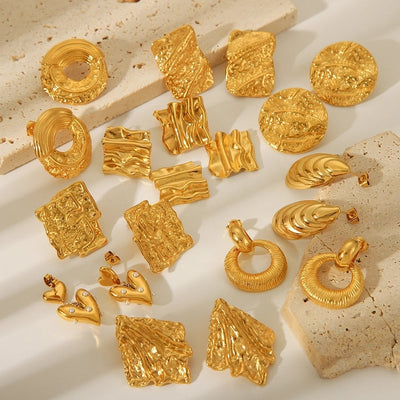 1 Pair IG Style Geometric Solid Color Plating 304 Stainless Steel 18K Gold Plated Drop Earrings Ear Studs