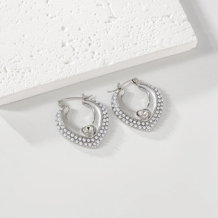 1 Pair Elegant Cute U Shape Geometric 304 Stainless Steel Artificial Pearls Earrings Ear Studs