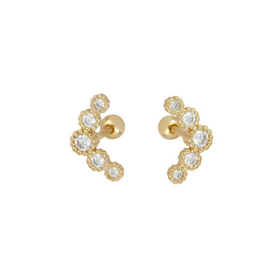 1 Pair Elegant Lady Geometric Copper Zircon 24K Gold Plated Ear Studs