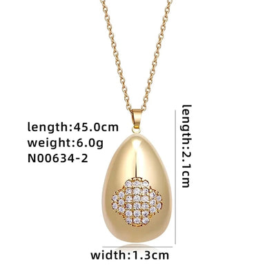 Jewelry Cute Simple Style Star Heart Shape Lines 304 Stainless Steel Copper Zircon K Gold Plated Rhodium Plated Plating Inlay Pendant Necklace