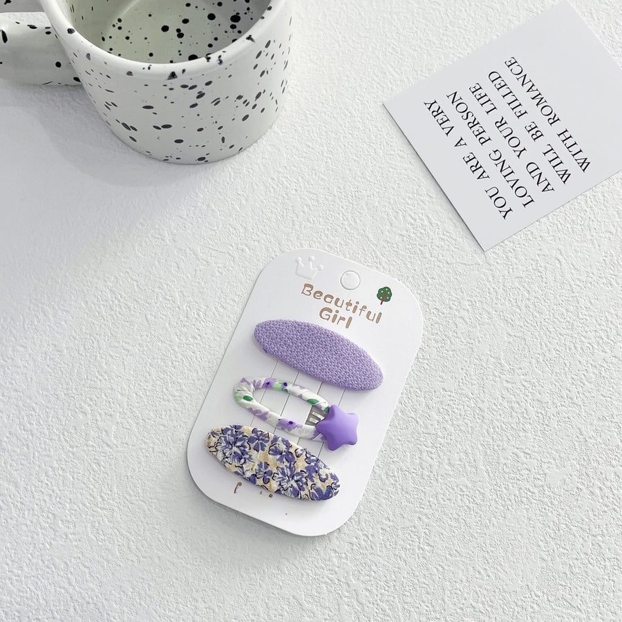 Korean Style Fabric Plaid Baby Girl's Baby Clip Girl's Sweet Suit Side Bangs Clip Children's Star Floral Hair Clip