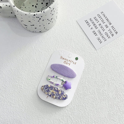 Korean Style Fabric Plaid Baby Girl's Baby Clip Girl's Sweet Suit Side Bangs Clip Children's Star Floral Hair Clip