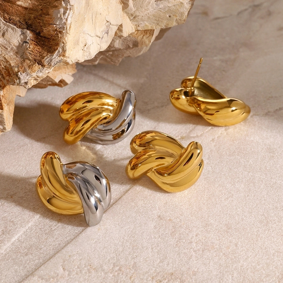 1 Pair Classic Style cross Color Block 304 Stainless Steel Ear Studs