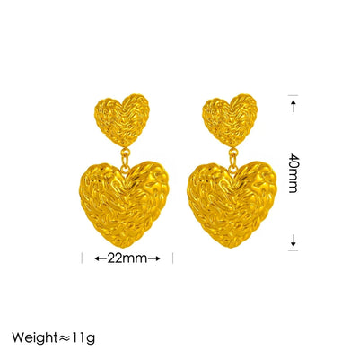 Jewelry Vintage Style Simple Style Heart Shape 304 Stainless Steel 18K Gold Plated Earrings Necklace