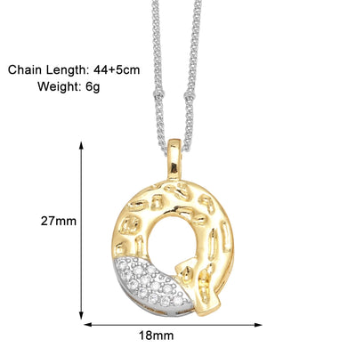 Jewelry Modern Style Simple Style letter 201 Stainless Steel Copper Zircon 18K Gold Plated Mixed Metal Inlay Pendant Necklace