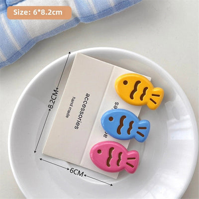 Candy Color Snapper Burned Hair Clip  Sweet Girl's Heart Cute Fish Bangs Clip Student  Hairpin Hair Accessories