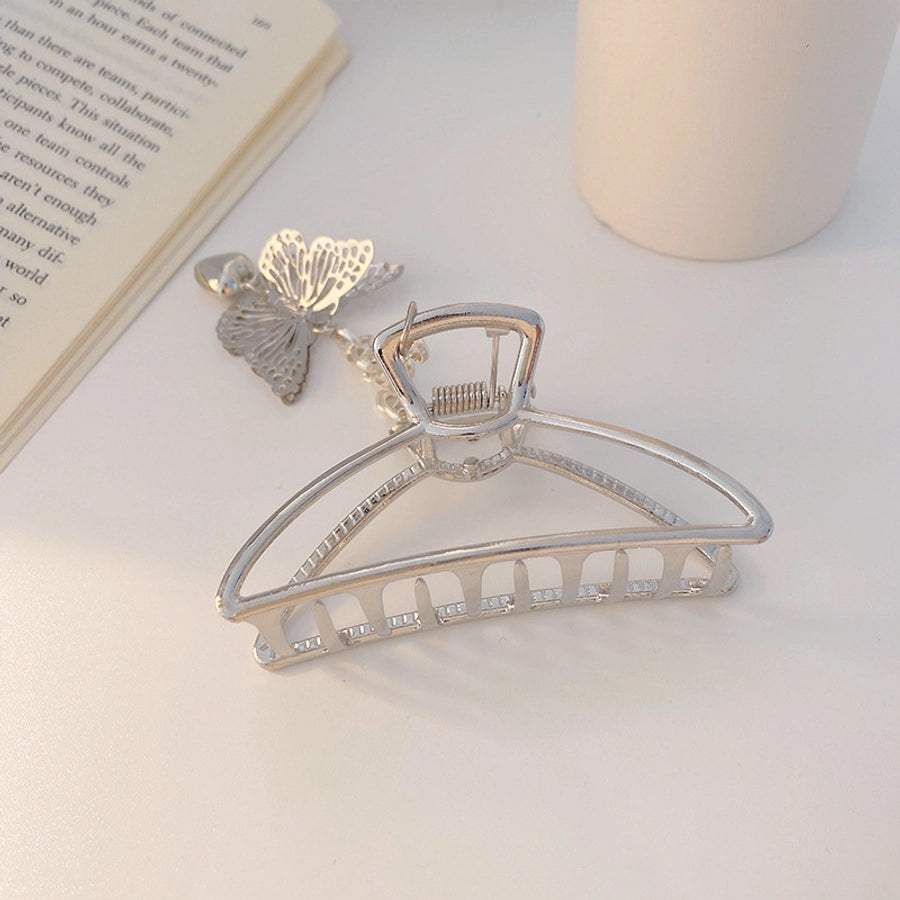 simple style solid color alloy resin hollow out hair claws