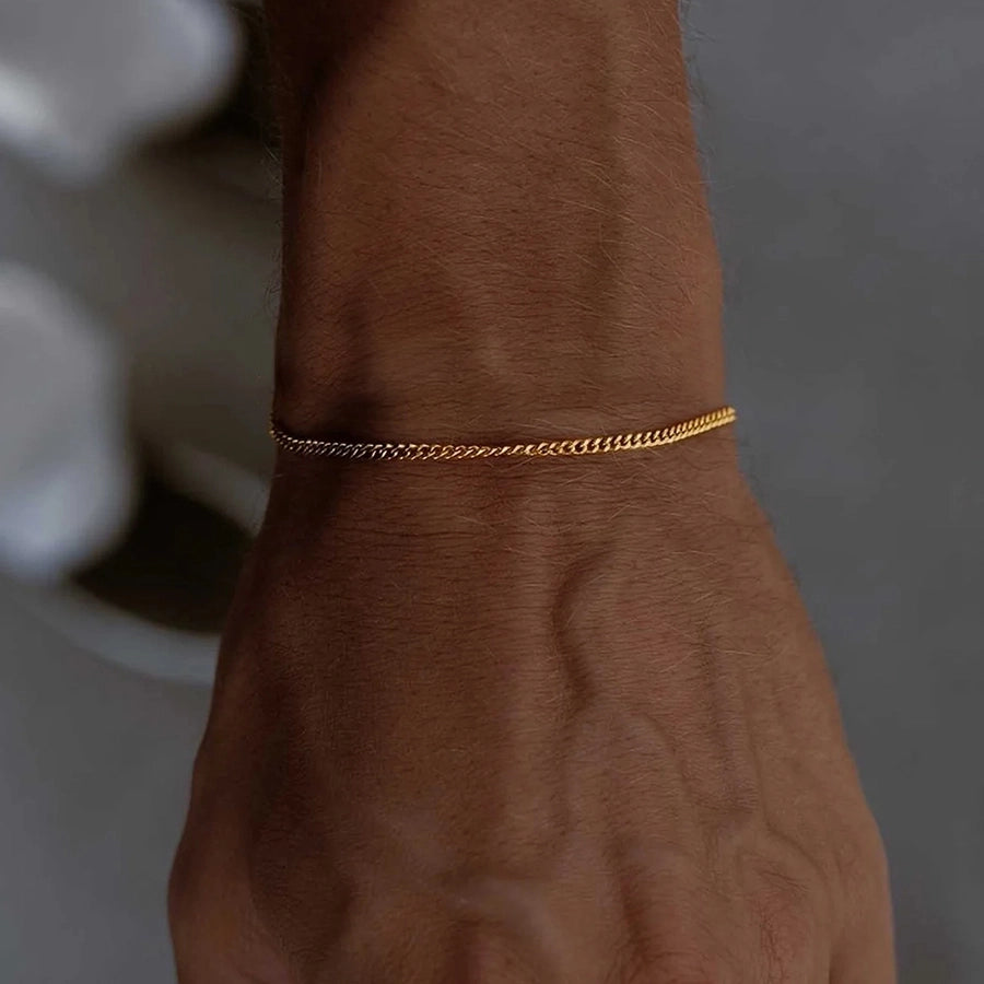 Hip-Hop Basic Simple Style Geometric 304 Stainless Steel 18K Gold Plated White Gold Plated Bracelets In Bulk