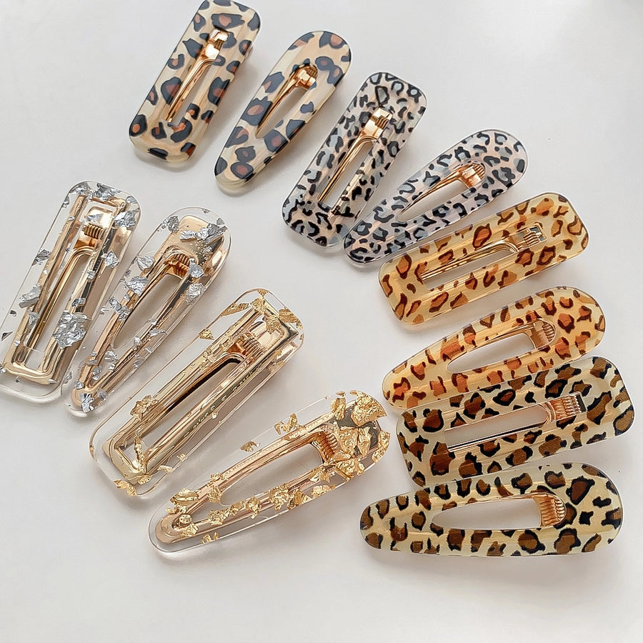 simple style leopard arylic hair clip
