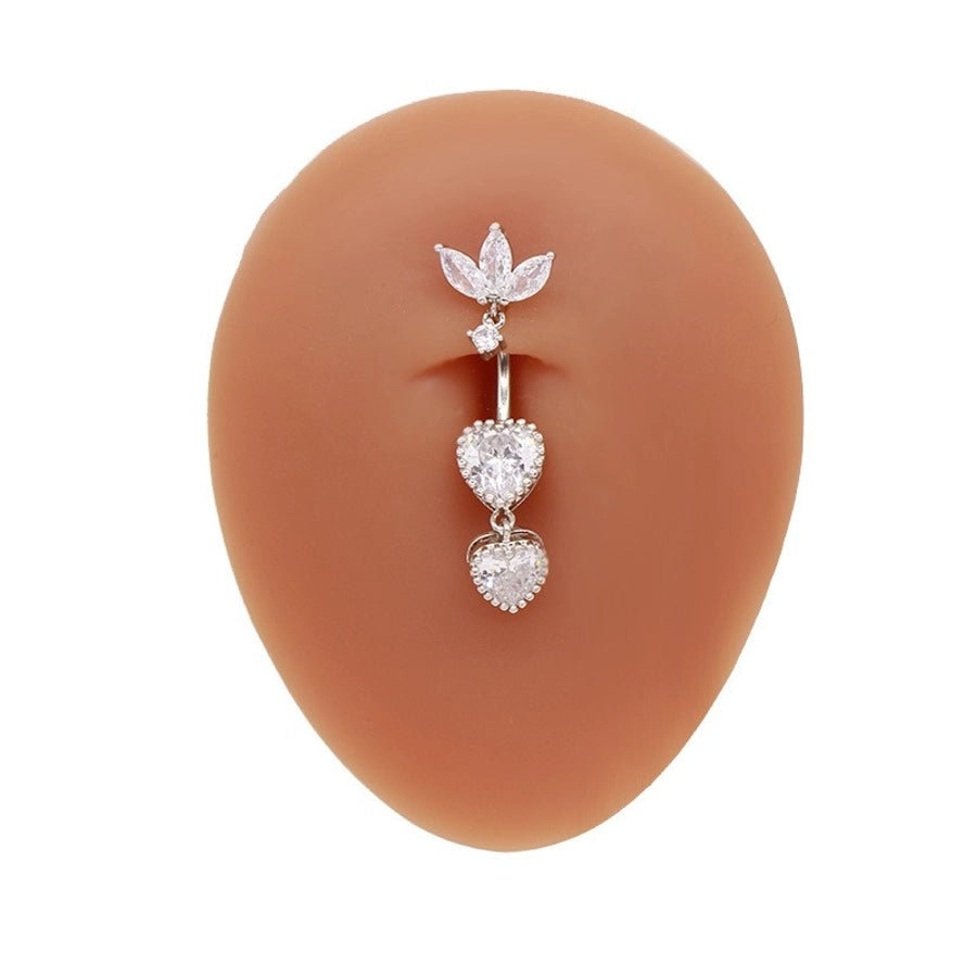 1 Piece Belly Rings Hip-Hop Sexy Heart Shape 316 Stainless Steel  Copper Plating Zircon White Gold Plated Gold Plated
