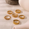 Jewelry Vintage Style Commute Geometric 304 Stainless Steel 18K Gold Plated Rings