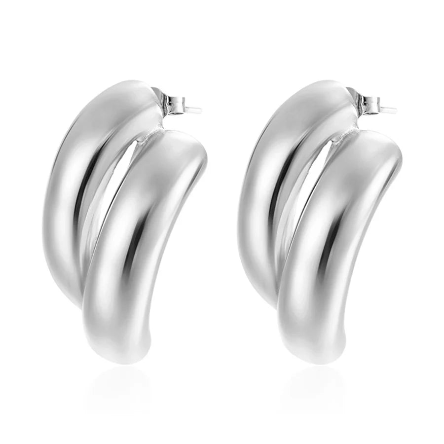 1 Pair IG Style Exaggerated Geometric Solid Color Plating 304 Stainless Steel 18K Gold Plated Ear Studs