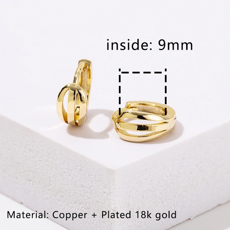 1 Pair Lady Geometric Copper 18K Gold Plated Earrings