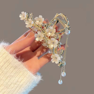 women's lady flower alloy inlay rhinestones hair claws