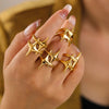 Jewelry Casual Elegant Modern Style Star Titanium Steel 18K Gold Plated Plating Open Rings