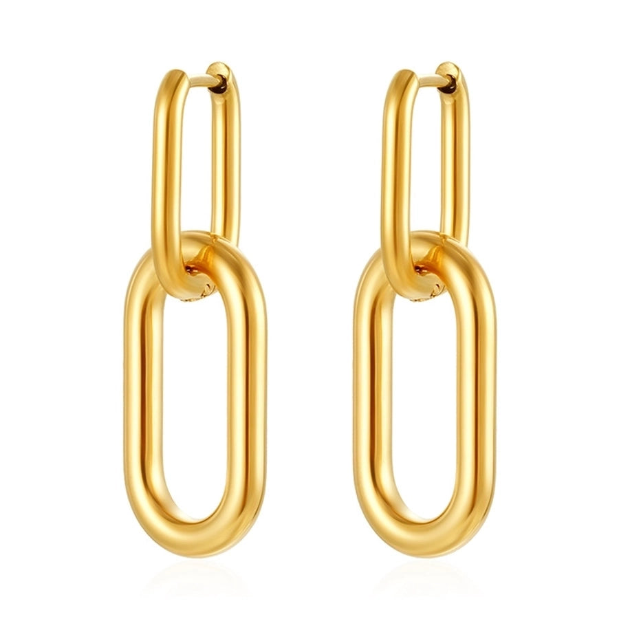 1 Pair IG Style Oval Mixed Metal 304 Stainless Steel Drop Earrings