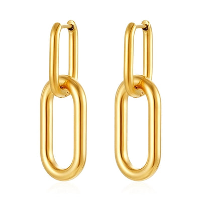 1 Pair IG Style Oval Mixed Metal 304 Stainless Steel Drop Earrings