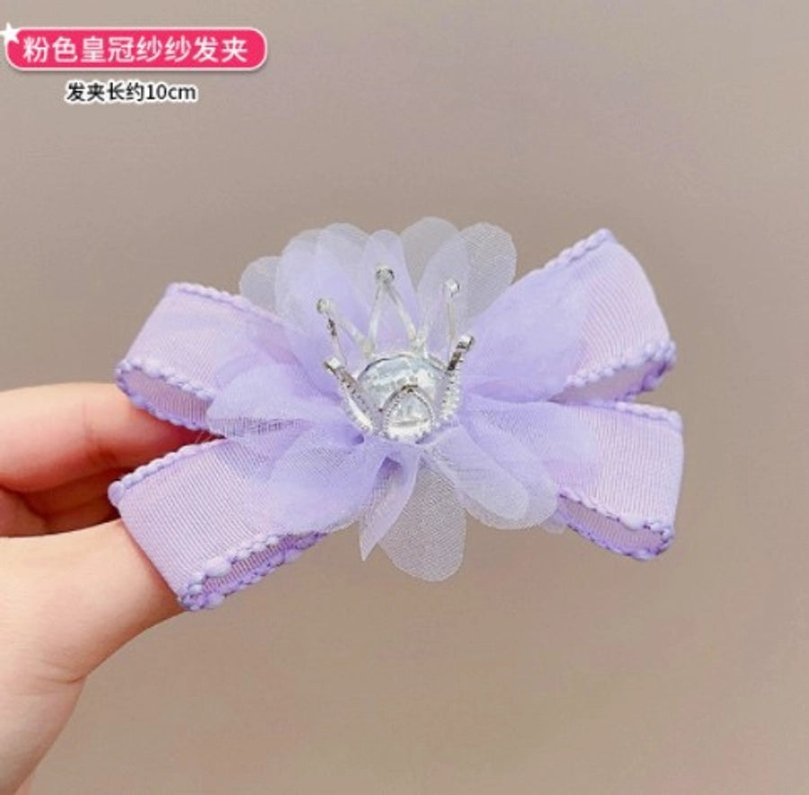 fashion crown gauze epoxy inlay rhinestones hair clip hair band 1 piece