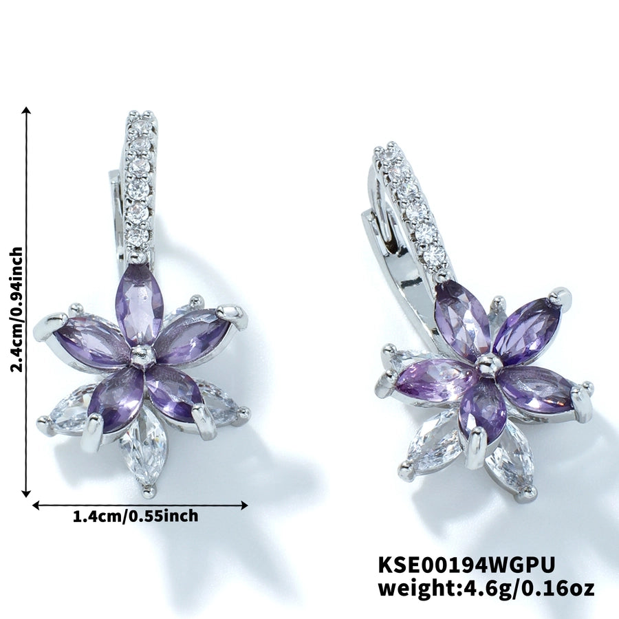 1 Pair Artistic Shiny Geometric Inlay Copper Zircon K Gold Plated Drop Earrings