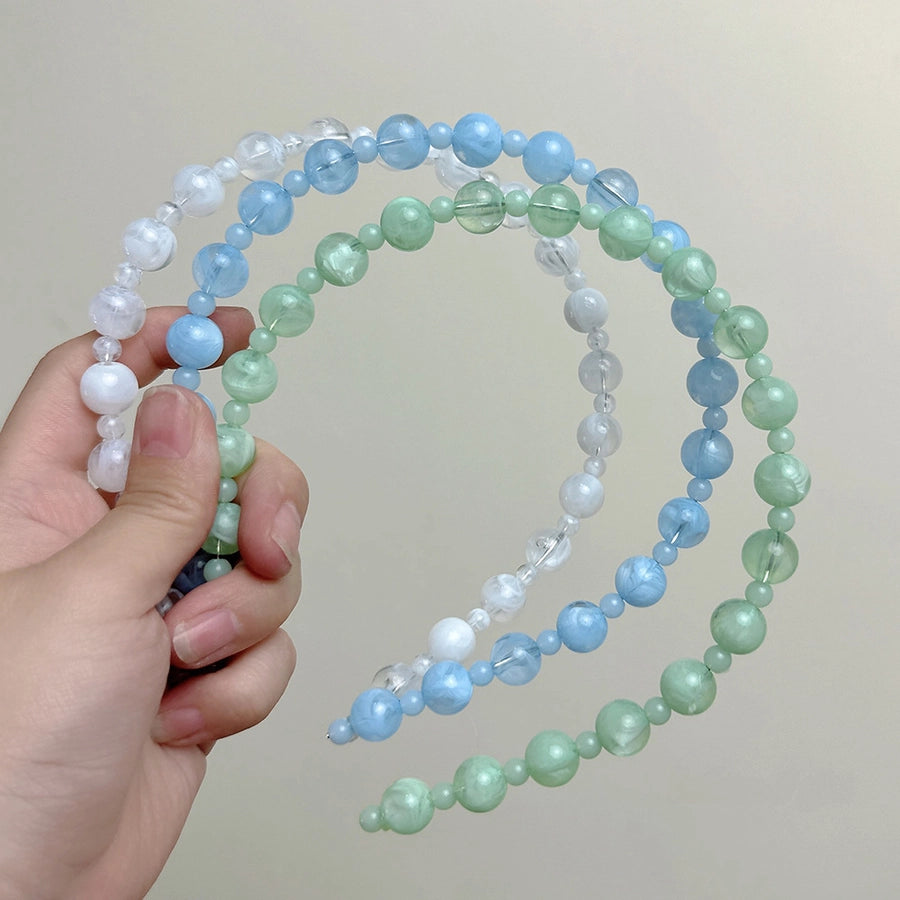 Listen to Bamboo Yin ~ New Chinese Ice Penetrating Green Imitation Jade Beaded Hair Hoop Female Advanced Sense Niche Design Hair Card Head Hoop