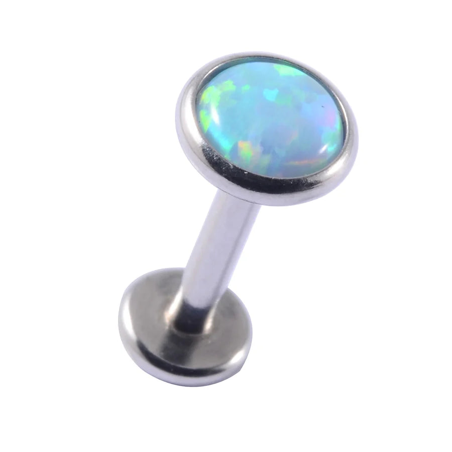 1 Piece Lip Rings Casual Hawaiian Tropical Round 304 Stainless Steel Opal Titanium Alloy Polishing Inlay Gem Opal Lip Rings Ear Cartilage Rings & Studs