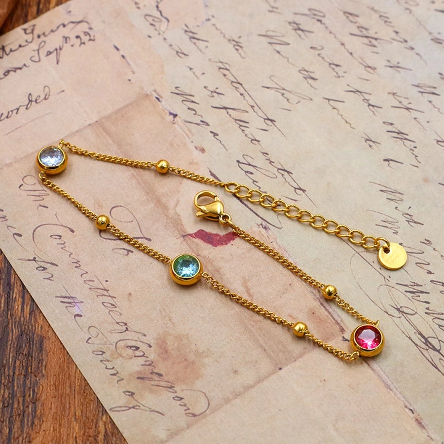 IG Style Modern Style Geometric 304 Stainless Steel Zircon Bracelets In Bulk