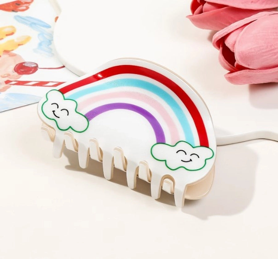 Women's Sweet Rainbow Plastic Hair Claws
