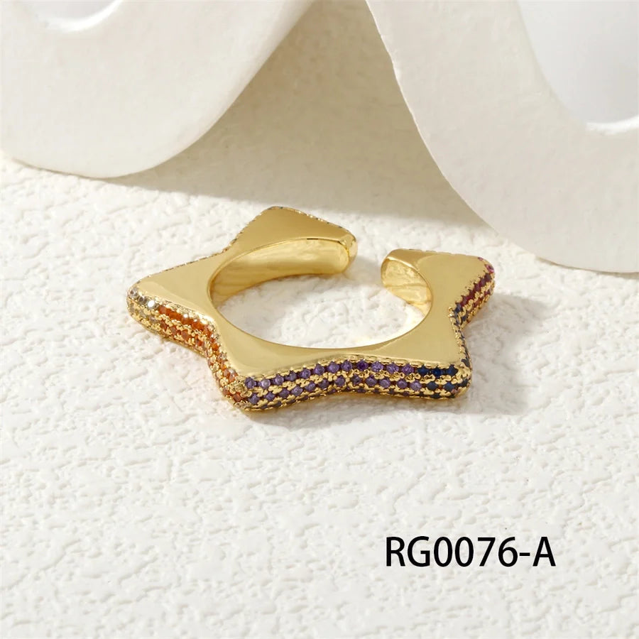 Jewelry Vintage Style Classic Style Pentagram Copper Zircon Open Rings