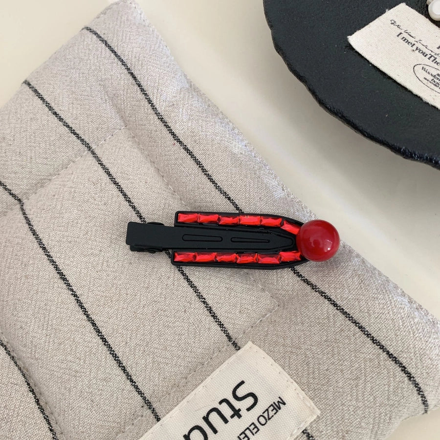 Simple Red Bean Metal Barrettes Advanced Retro Easy Matching BB Clip Elegant Girl Side Bang Clip Duckbill Clip