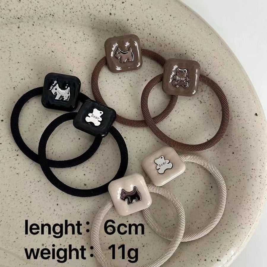 Korean Style New High-Grade Design Bear Puppy Necklace Square Rubber Band Tie Ponytail Hair String Headdress High Elasticity High Quality  Hair Accessories