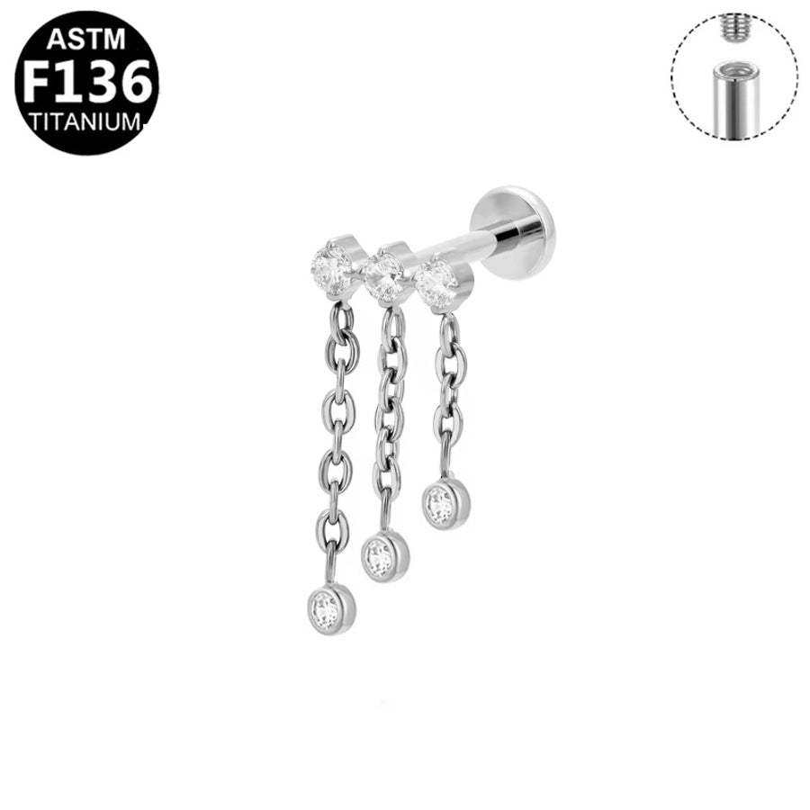 1 Piece Lip Rings Elegant Glam Ethnic Style Clouds Smile Face Wings 304 Stainless Steel Pure Titanium Titanium Alloy Tassel Zircon 14K Gold Plated White Gold Plated Lip Rings Ear Cartilage Rings & Studs