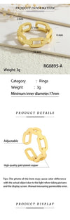 Copper Geometric Solid Color Open Rings