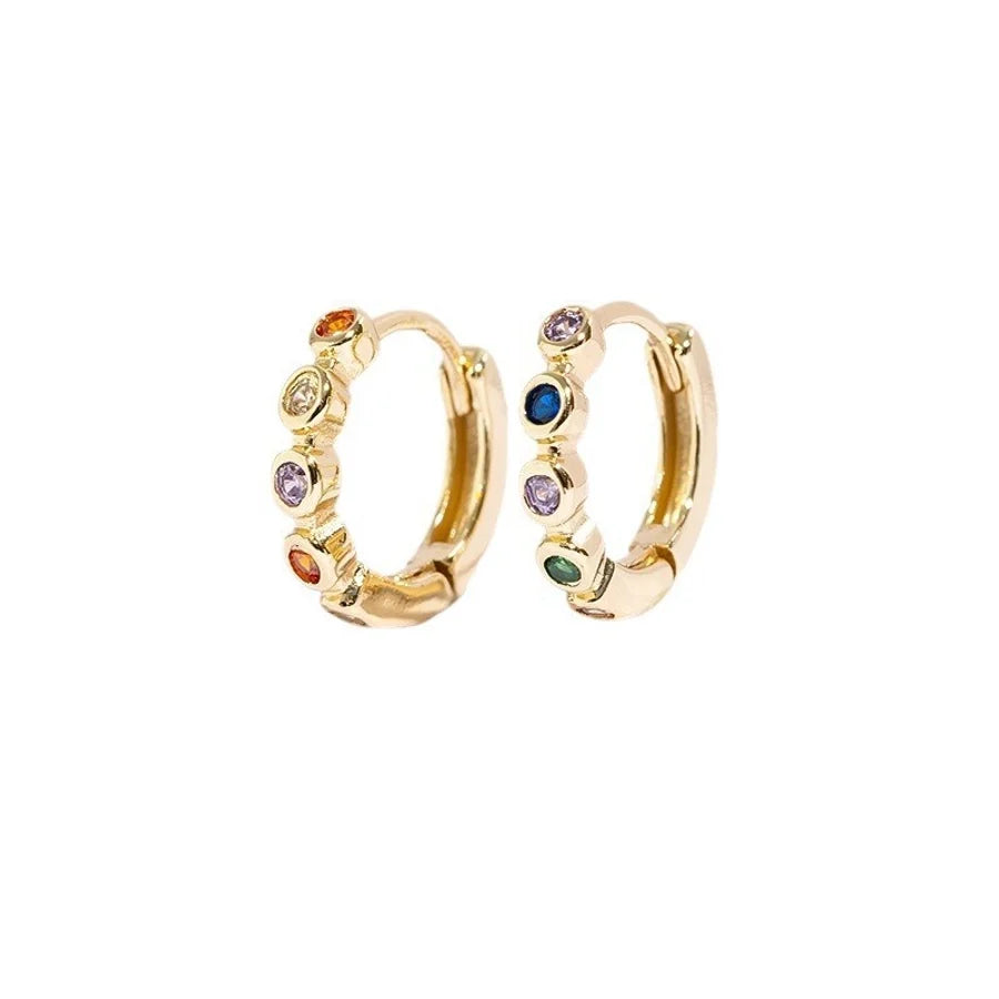 1 Pair Simple Style Geometric Plating Copper Zircon Earrings