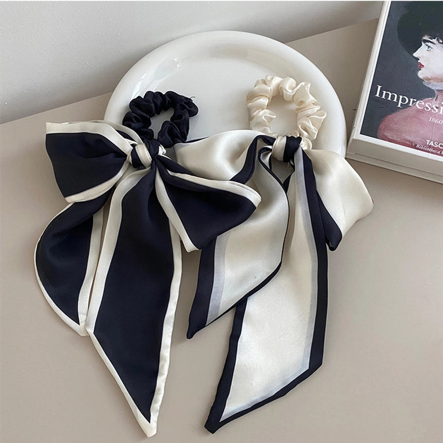 imported hair accessories simple sweet black and white bow hair band hair tie silk scarf headband temperament ribbon hair ring
