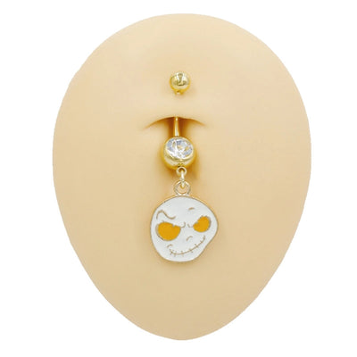 1 Piece Belly Rings Rock Punk Pumpkin Bat Skull 316 Stainless Steel  Alloy Epoxy Inlay Rhinestones Zircon Gold Plated