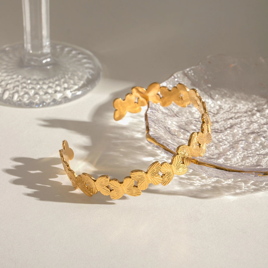 Simple Style Classic Style Butterfly 304 Stainless Steel Bangle In Bulk