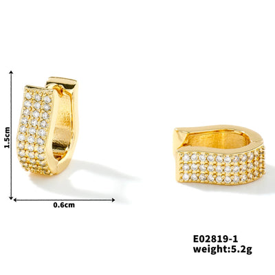 1 Pair Lady Sweet U Shape Inlay Copper Zircon K Gold Plated Rhodium Plated Earrings
