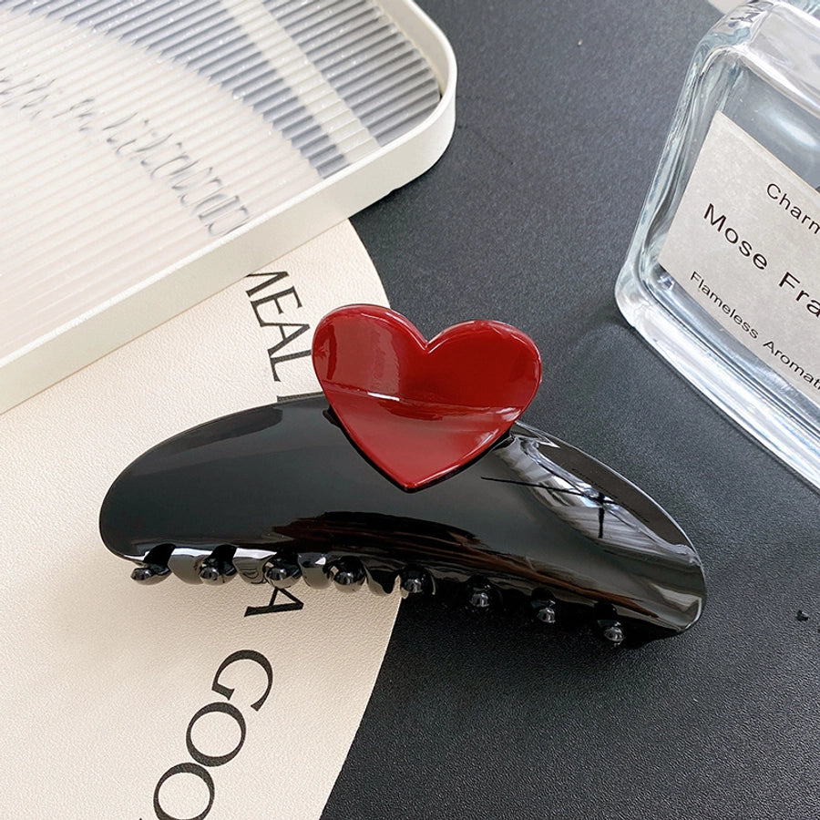 Women's Simple Style Heart Shape Plastic Resin Hair Claws