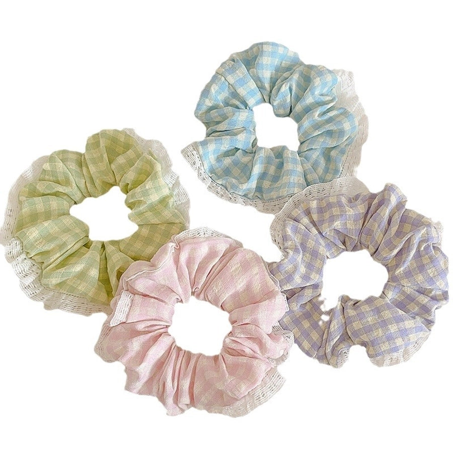 Women's IG Style Sweet Lattice Cloth Rib-Knit Lace Hair Tie