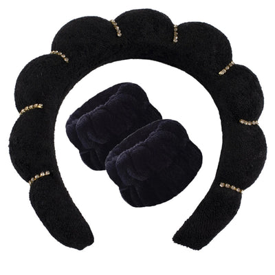 simple style color block towel velvet hair band