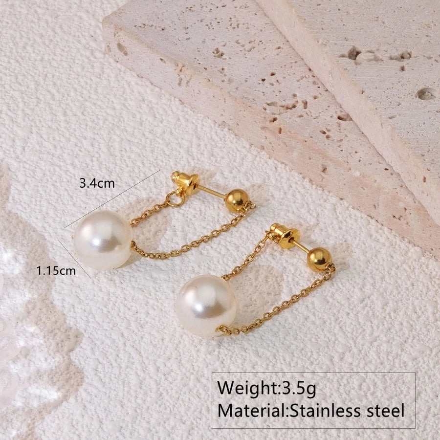 2 Pieces Set Elegant Sweet Simple Style Round Plating 304 Stainless Steel 18K Gold Plated Ear Studs