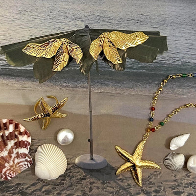 Jewelry Simple Style Classic Style Starfish 304 Stainless Steel 18K Gold Plated Rings Necklace