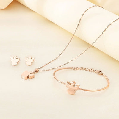 Jewelry Simple Style Angel 304 Stainless Steel 18K Gold Plated Jewelry Set